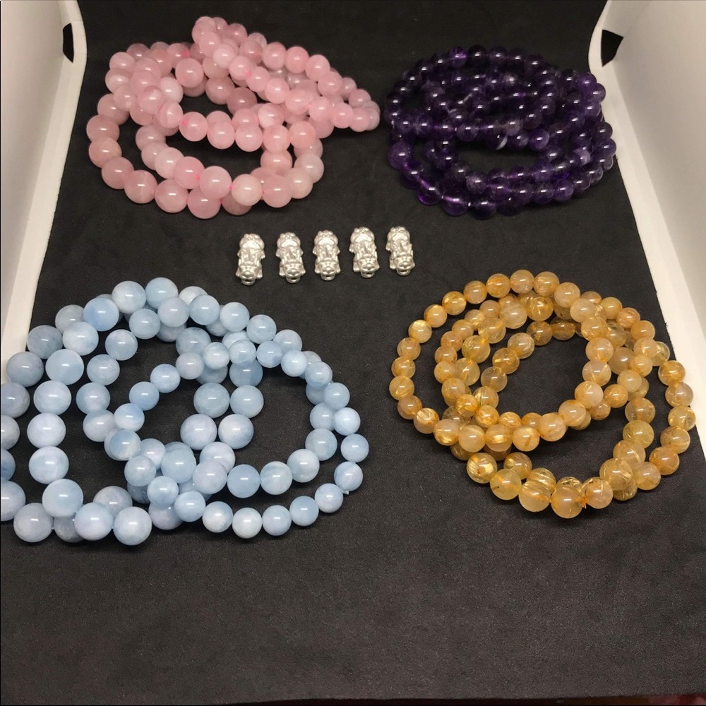 Gemstone bacelet mix with pixiu lucky